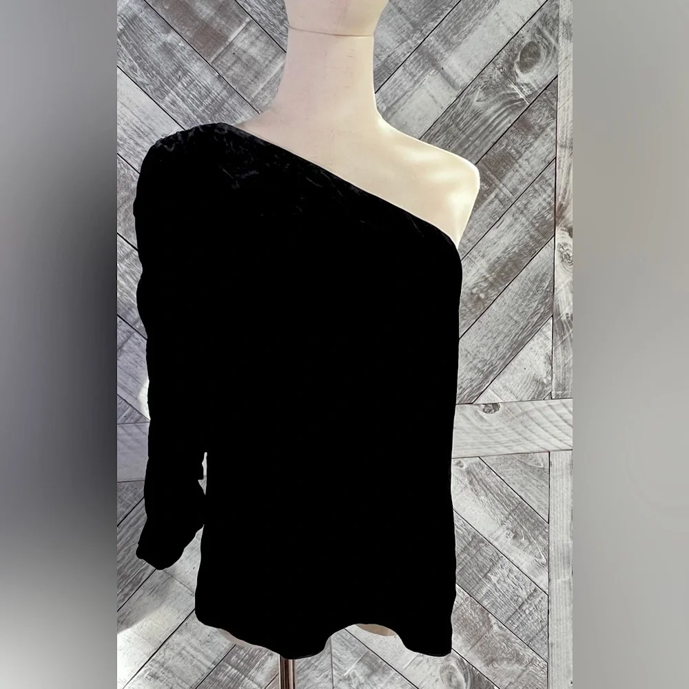 jOIE WAYMAN NWT ONE-SHOULDER VELVET TOP.   SIZE 8 - Picture 5 of 9